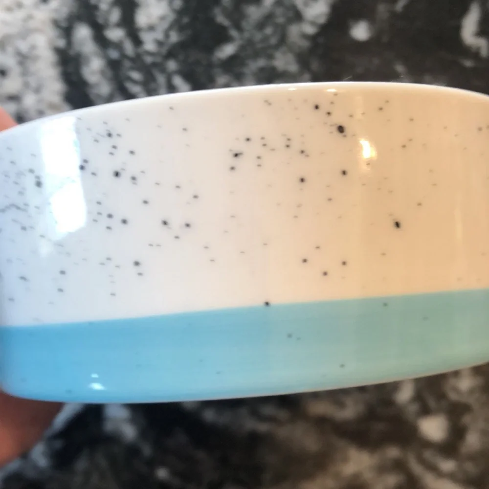 Yellow Stoneware French themed Cat Bowl